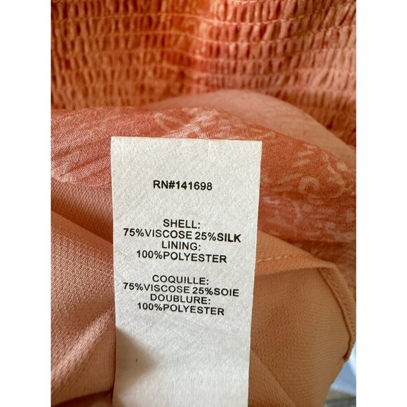 NWT Ramy Brook Sandra Minidress Peach Geometric V-Neck Sleeveless Silk Blend XS - Picture 4 of 14